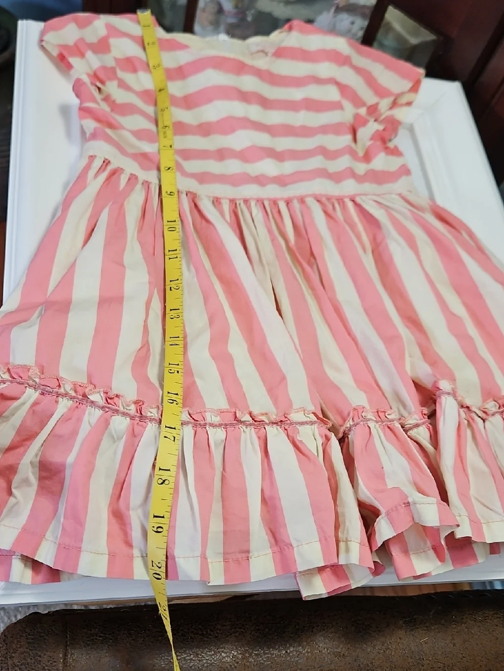 Pink Chicken Girls Pink and Cream Striped Cotton Dress 3T